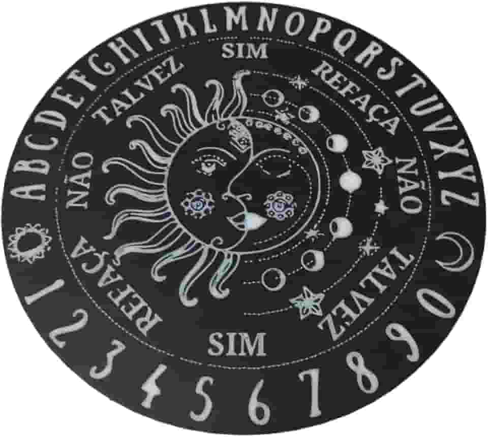 Tabuleiro de Adivinhação para Pêndulo, Altar Místico com Símbolos do Sol e Lua, Preto