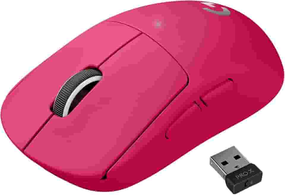 Mouse Gamer Sem Fio Logitech G PRO X SUPERLIGHT com Tecnologia LIGHTSPEED, Ultraleve 63g, 5 Botões Programáveis, Sensor HERO 25K e Bateria Recarregável - Compatível com POWERPLAY - Rosa Magenta