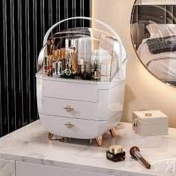 Organizador Acrílico de Maquiagem com Gavetas – Porta Maquiagem, Porta Batom, Caixa Acrílica para Cosméticos e Perfumes (BRANCO)