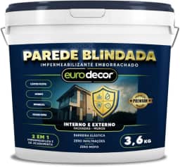 Parede Blindada Euro Decor Tinta Emborrachada 3,6KG Fácil Aplicação Proteção Contra Infiltrações (Branco)
