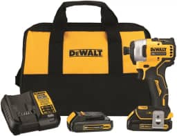 DEWALT Chave de impacto ATOMIC 20V MAX, sem fio, kit compacto, 2 baterias, 1/4 polegadas (DCF809C2)