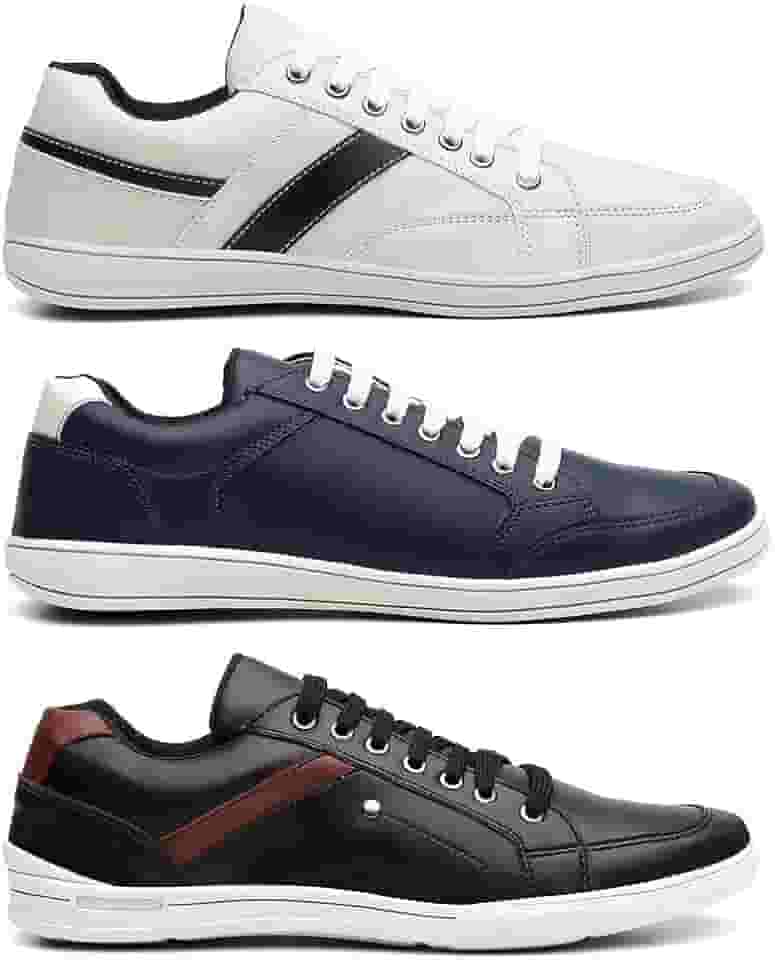 Kit 3 Pares Sapatenis Tenis Masculino Casual