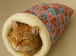 Caminha Toca para Gatos Sherpa Pelúcia 50x45cm – Cama Pet Quentinha e Confortável Tipo Saco de Dormir (Gatinha Rosa)