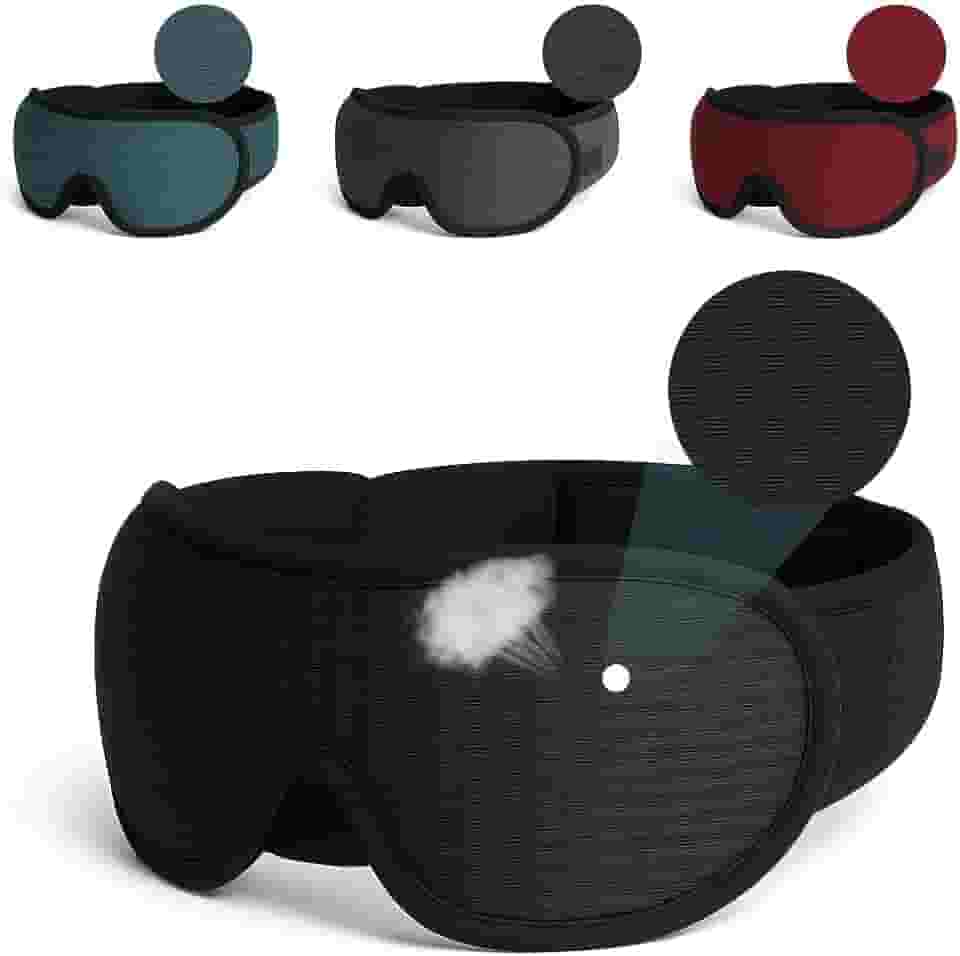 Máscara para dormir 3d confortável que bloqueia 100% luz com espuma respiravél espuma de memória (Preto Fosco)