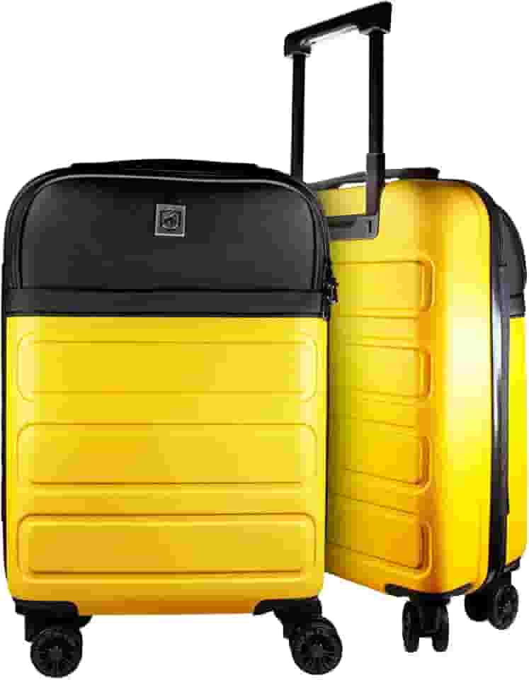 Mala de Viagem Armor em ABS com Bolso Rodinhas 360º Leve e Resistente (Amarela, Mala de Bordo - 33 Litros)