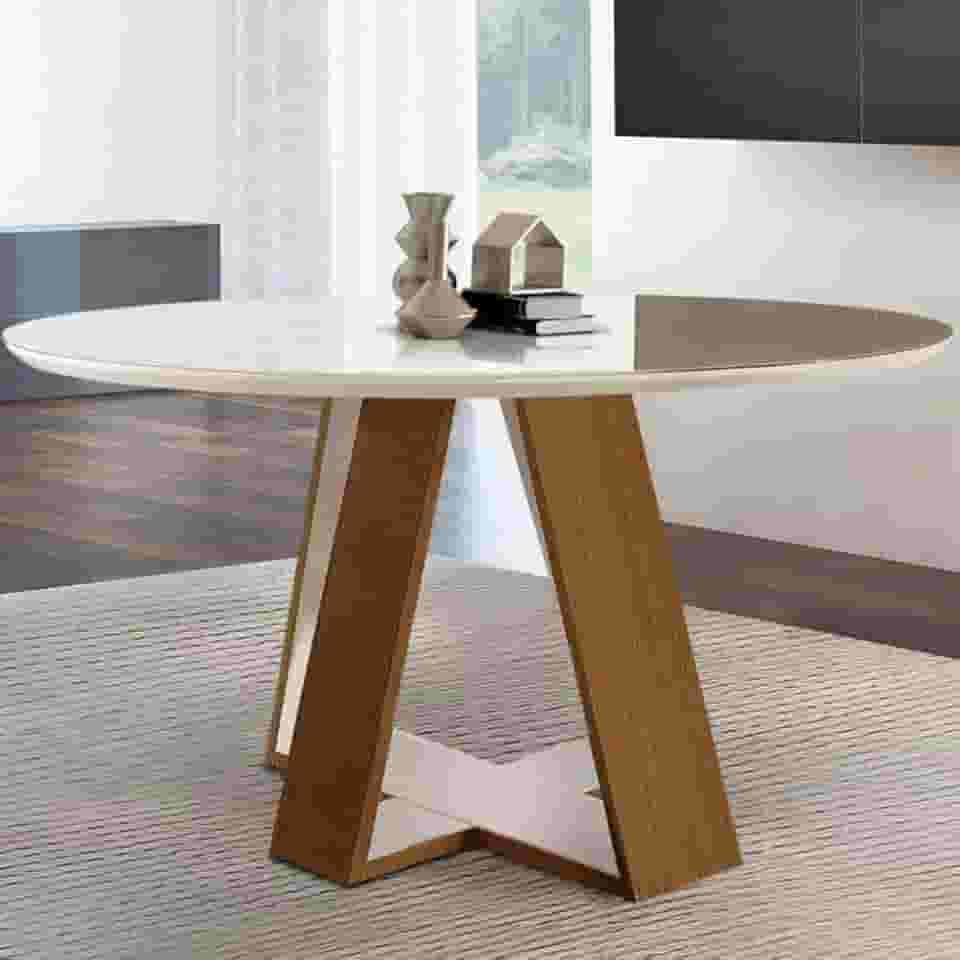 Mesa de Jantar 110x110cm Tampo em Vidro/Laca Grécia LJ Móveis