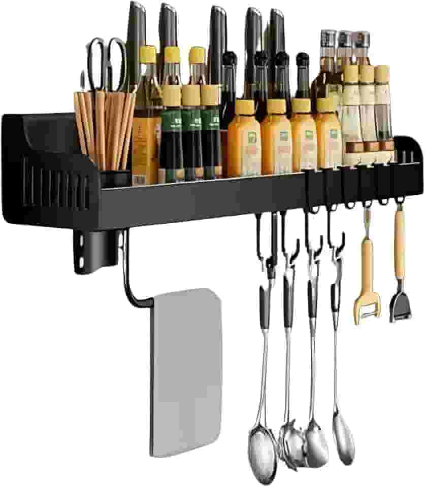 Porta Temperos Organizador Suspenso para Cozinha – Preto, Aproveita Espaço Vertical, Ideal para Especiarias, Cosméticos e Artesanato