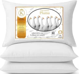 Kit 4 Travesseiro Eco Pluma Ganso Sintetica Macio Alto Grande 50x70 Branco Linha Hotelaria Confortavel