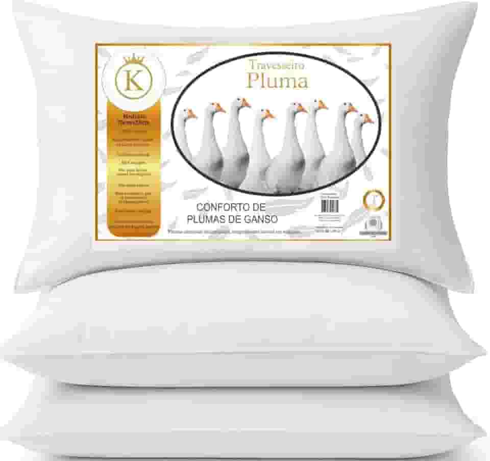 Kit 4 Travesseiro Eco Pluma Ganso Sintetica Macio Alto Grande 50x70 Branco Linha Hotelaria Confortavel
