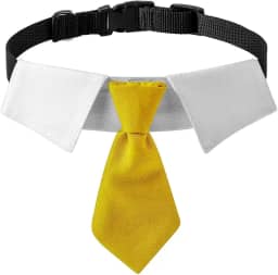 Coleira de cachorro, gravata borboleta de poliéster macio com fivela de metal para meninos grandes, médios e pequenos, smoking de cachorro (Médio, amarelo/branco)