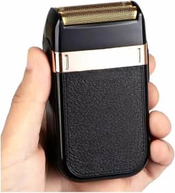 Barbeador Elétrico Profissional Shaver Aparador de Pelos Recarregável lâminas rotativas, aparador de barba facial recarregável por USB,Preto com Dourado