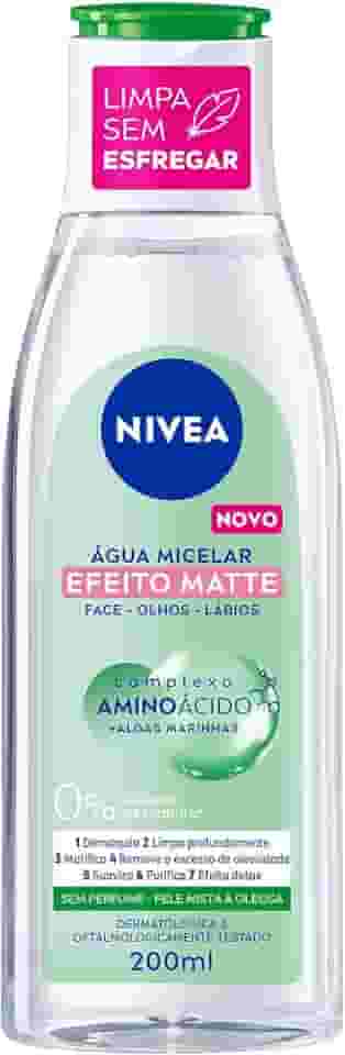 NIVEA Água Micelar Solução de Limpeza Facial 7 em 1 Efeito Matte 200ml - Fórmula poderosa com efeito matte que oferece 7 benefícios: limpa, hidrata, suaviza, tonifica, demaquila, acalma e refresca