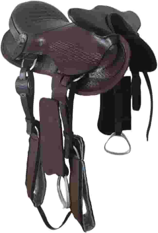 Sela de Cabeça de Montaria Cavalgada luxo em fibra de vidro completa couro resistente pronta para uso 15 polegadas