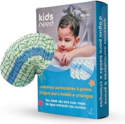 Kids Need - Adesivo Protetor Auricular, Pacote com 60 Unidades - Tampão de Orelha Impermeável para usar Durante Banho ou Natação. Tamanho Único Infantil e Adulto (Bebê, Criança e Adulto) (1 Pacote Adesivos Transparente (60 adesivos), MÉDIO 5.5x8cm)
