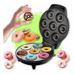 Máquina de Donuts 7 Rosquinhas Antiaderente 110 V - Luz Indicadora, Aquecimento Duplo, Pés Antiderrapantes, Prática e Fácil de Limpar- Linha Premium