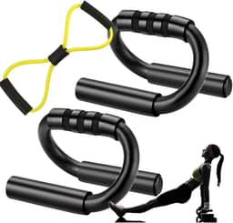 Apoio para Flexão de Braço Fitness Push Up Preto + Elástico de Tensão CBRN16051