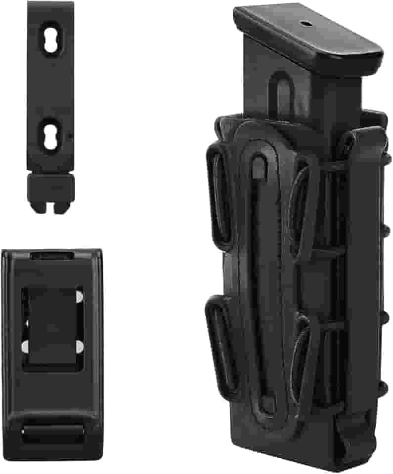 Huntvp Mag Pouch 9 mm bolsa de pistola bolsa macia ajustável universal Mag Carrier com MOLLE e clipes de cinto (preto)