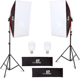 Sou Foto | Kit Iluminação LED Duplo Profissional Duo Red com Softbox 50x70cm e Tripé 2m Inclui Lâmpadas 6500K Bivolt para Estúdio Vídeos e Lives (Duo RED LED 40W)