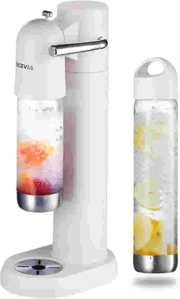 Máquina de água com gás, seltzer e carbonatador para bebidas, dispensador a vapor de refrigerante, máquina de carbonatação com garrafas sem BPA (1L + 0,5L), compatível com cilindro de CO2 rosqueado de