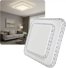Luminária de Teto Moderna para Sobrepor Plafon Led 3 em 1 Efeito Cristal Estrelado Lustre para Sala 110/220v