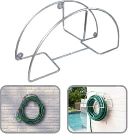 Suporte Mangueira de Jardim Até 50 Metros Enrolador de Metal que Não Enferruja Não Resseca Para Parede Muro e Madeira