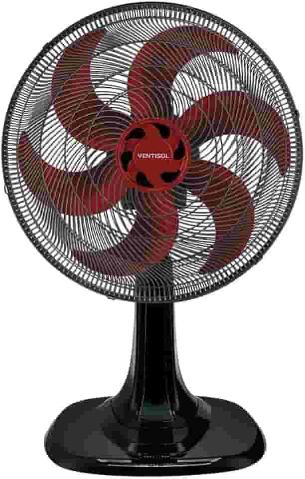 Ventisol Ventilador de Mesa Oscilante, Turbo 6 Pás Premium, Vermelho, 30cm, 127V