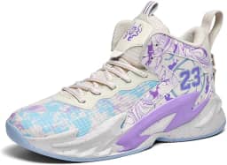 Novetra Tênis de basquete masculino de cano alto para esportes ao ar livre, corrida e tênis(Purple,40 BR)