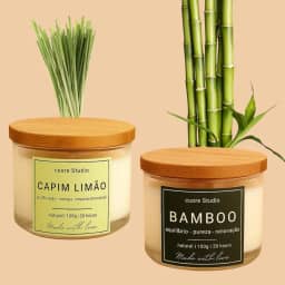 Kit 2 Velas Aromáticas Bamboo e Capim Limão 100gr cada | cuore Studio