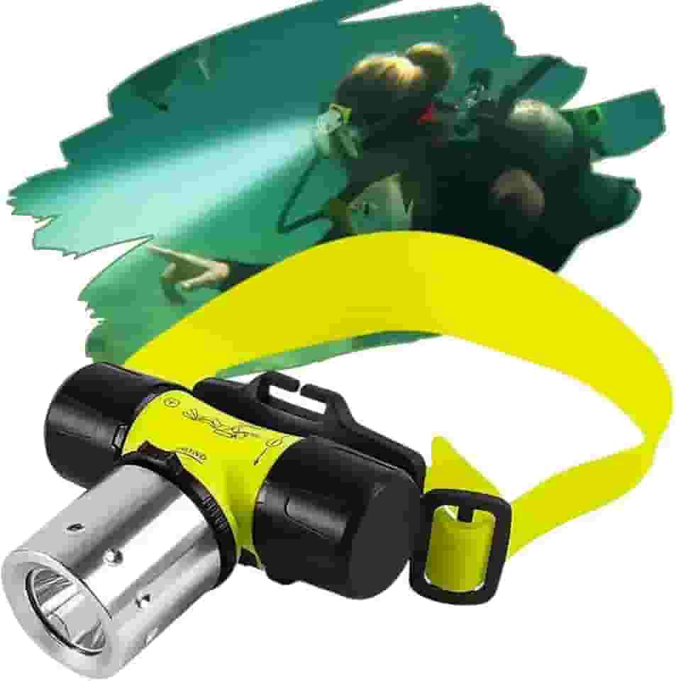 Lanterna de Mergulho Cabeça Recarregável Luz LED Subaquática Prova d’Água Pesca Barco Náutica (Branco Frio)