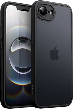 JETech Capa Matte para iPhone 16e 6,1 Polegadas 2025, Case Proteção Contra Quedas de Nível Militar à Prova de Choque, Capinha Traseira Translúcida Fosca, Anti-Impressão Digital (Preto)