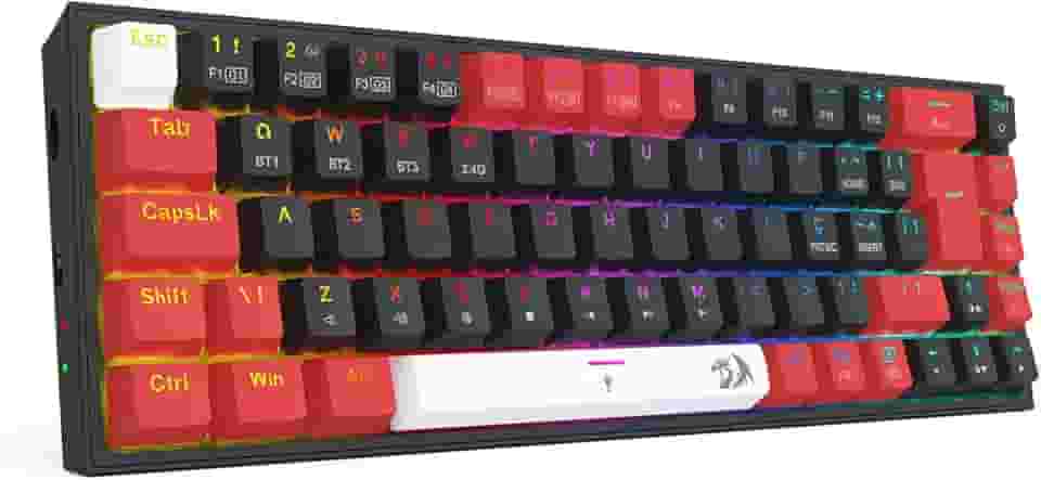TECLADO MECANICO GAMER REDRAGON CASTOR PRO RGB PRETO E VERMELHO SWITCH MARROM