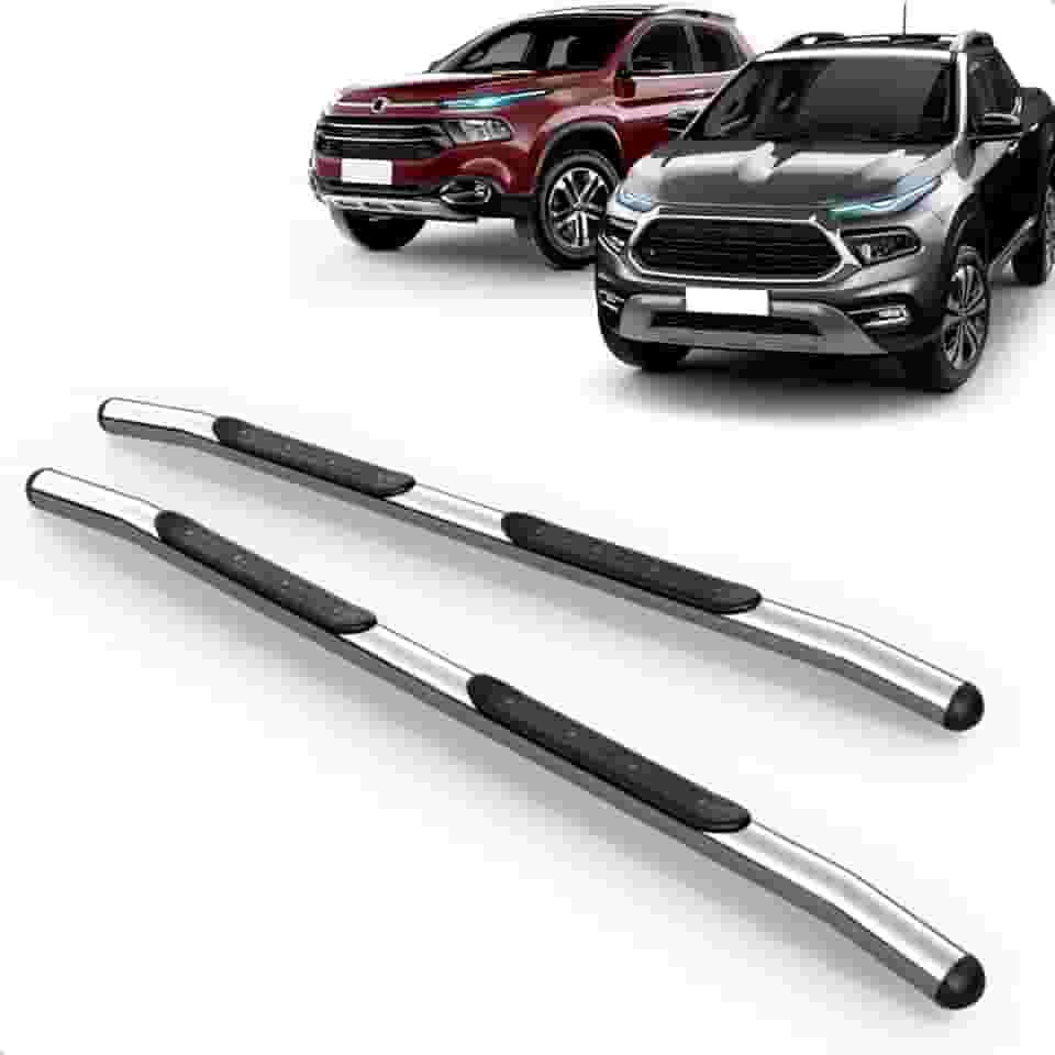 Par Estribo Lateral Tubular Cromado Toro 2016 a 2025 Aço Carbono Kit Fixação Incluso