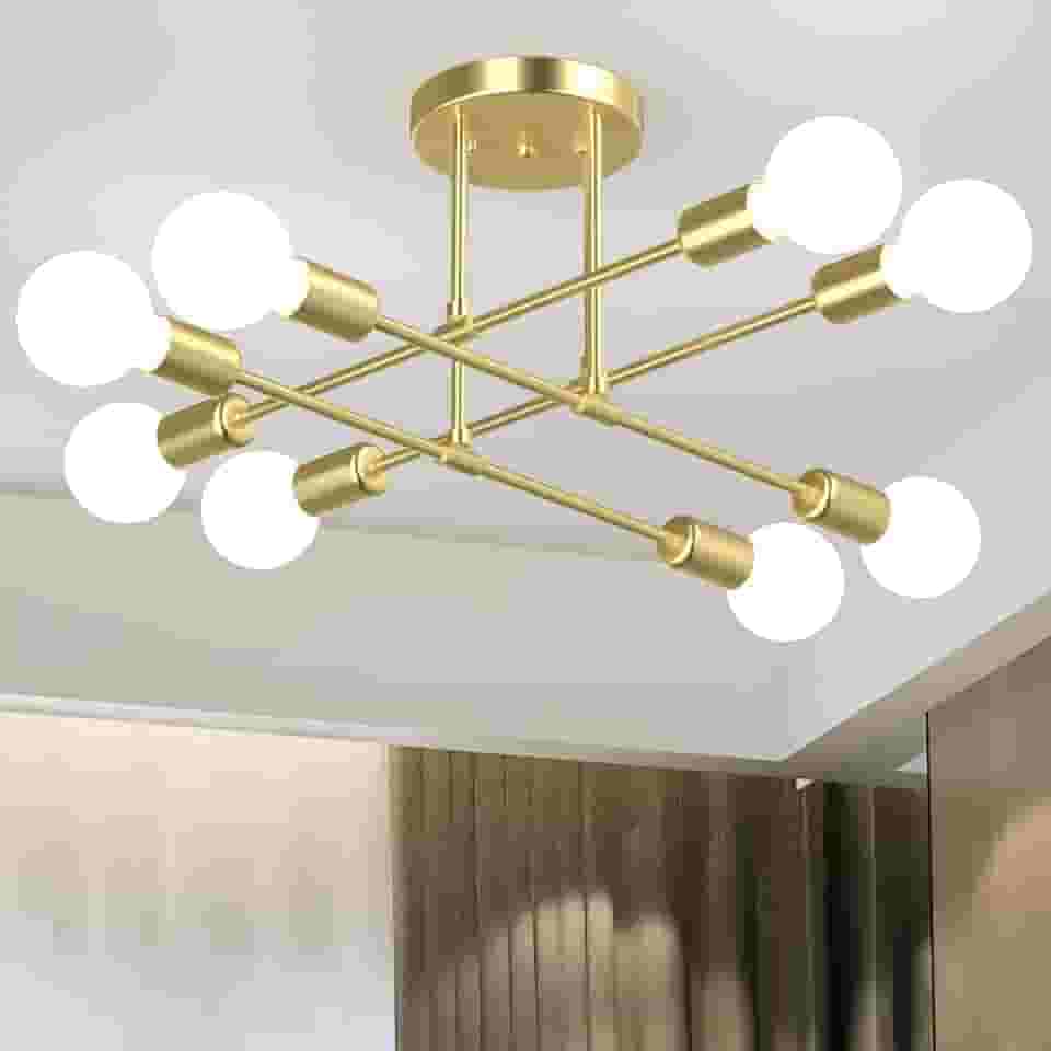 Luminária Pendente De 8 Cabeças Dourada, Pendente LumináriaDe Teto Regulável, Luminária Pendente Para Cozinha, Quarto, Sala De Estar