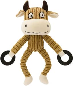 Pelúcia com Argola para Cachorro Brinquedo com Apito (Vaca Bege)