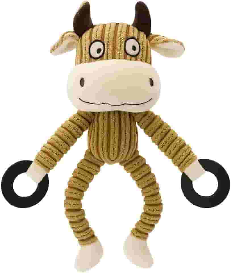 Pelúcia com Argola para Cachorro Brinquedo com Apito (Vaca Bege)