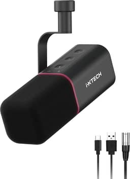 IXTECH Microfone cardioide dinâmico com capa de microfone, microfone XLR USB vocal para podcast, streaming, gravação, jogos e locução (preto)