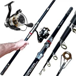 KIT DE PESCA PRAIA ALTO MAR MOLINETE 7000 14 ROLAMENTOS VARA 3.60M - 10-40LB - EM CARBONO, PROFISSIONAL, COSTAO, MAR, PESQUEIRO, PESCA PESADA