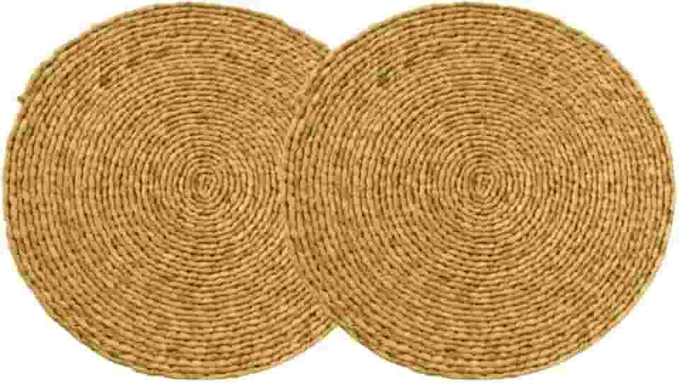 Sousplat Redondo de Vime Rattan 38cm Jogo Americano em Palha Natural Marrom Elegância Rústica para Mesa Posta e Decoração 0016 0016 (2 Unidades)