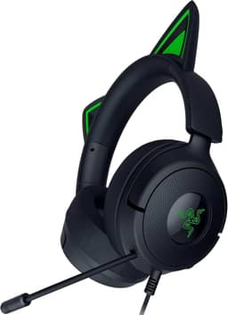 Razer Fone de ouvido para jogos Kraken Kitty V3 X com fio: Kitty Ears - Microfone cardioide hiperclaro - Drivers de 40 mm - Som surround 7.1 - Almofadas de ouvido confortáveis - Plataforma cruzada via
