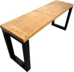 Banco Industrial Rústico Acento Madeira Maciça E Aço Resistente 100 cm