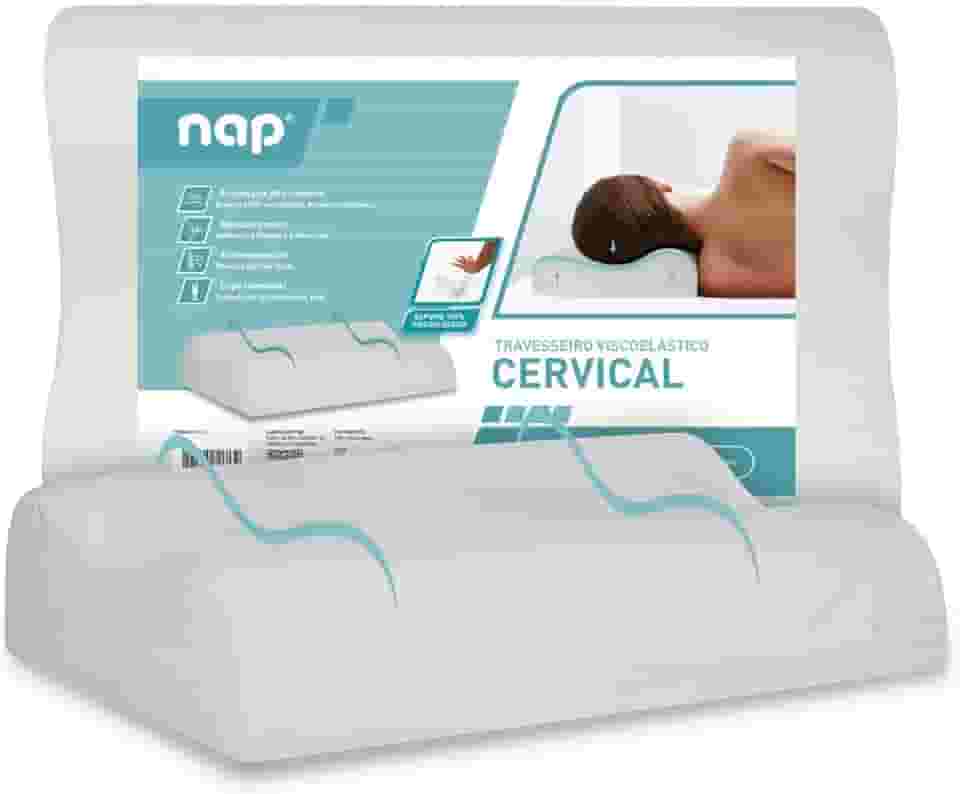 Nap Travesseiro Nasa Ortopédico Cervical Comfort Viscoelástico D40 Espuma YellowTec Premium Capa Super Plush Hipoalergênico para fronha 50x70cm - Branco
