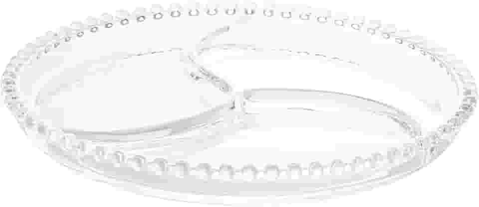 WOLFF - Petisqueira de Cristal 23cm com 3 divisões - Transparente - Linnha Pearl