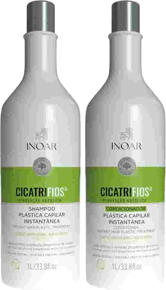 Inoar, Kit CicatriFios Plástica Capilar – Shampoo e Condicionador 2x1L, Redução de Frizz, Brilho Intenso, Hidratação Profunda, Proteção Térmica e Volume Controlado