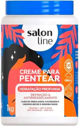 Salon Line, Creme de Pentear, Hidratação Profunda, Definição e Antirressecamento, Vegano - Cabelos Ondulados, Cacheados e Crespos, 1 Kg