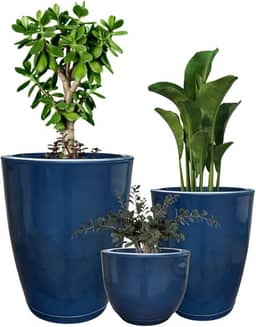 Kit 3 Vasos para Plantas Decorativo Luxo Efeito Marmorizado Cor Azul