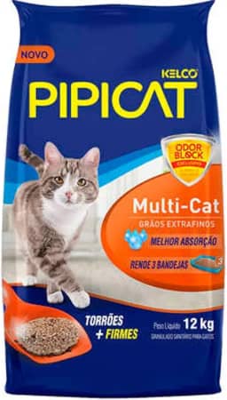 Areia Higiênica Pipicat Multicat para Gatos 12kg