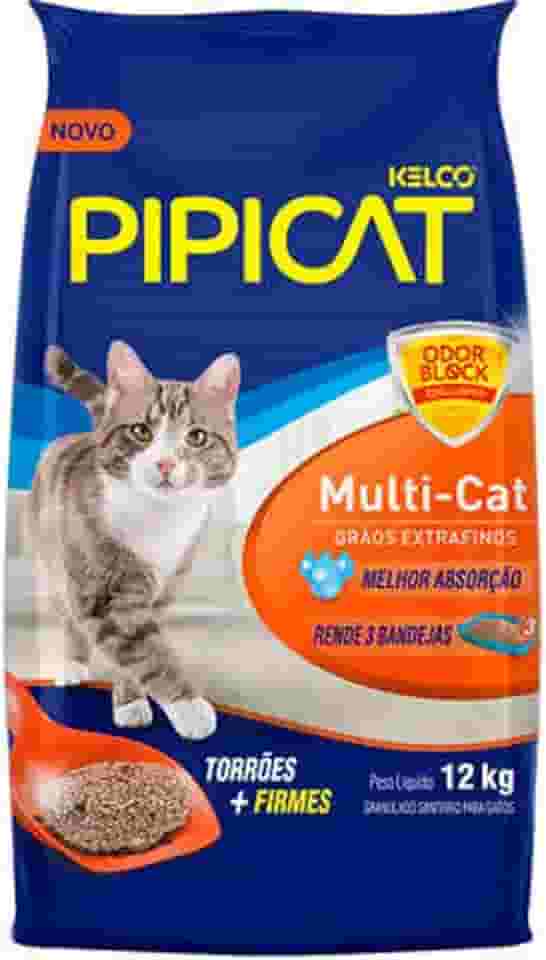 Areia Higiênica Pipicat Multicat para Gatos 12kg