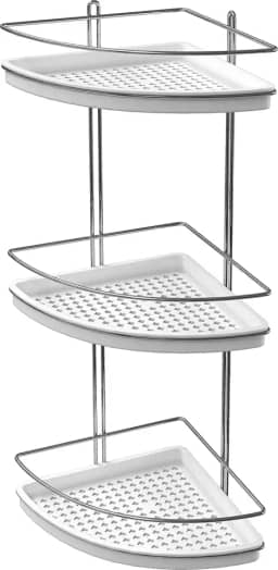 Porta Shampoo Triplo de Canto, Branco, Stolf