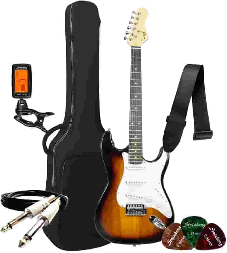 Kit Guitarra Elétrica Bravo Beg100 Strato Série Coldguitar + Acessórios (Sunburst)