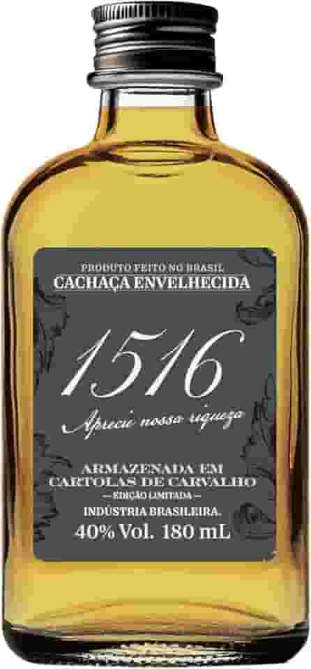 Cachaça 1516, PETACA Cachaça 1516 Extra Premium Carvalho Especial 180ml 40% Vol